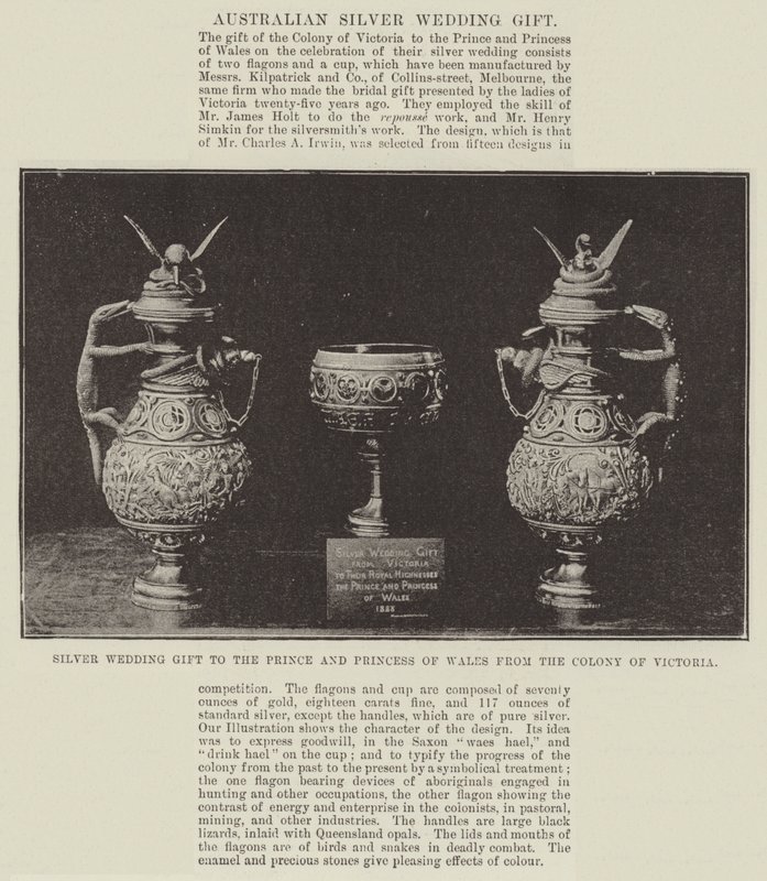 Silberhochzeitsgeschenk an den Prinzen und die Prinzessin von Wales von der Kolonie Victoria von English Photographer
