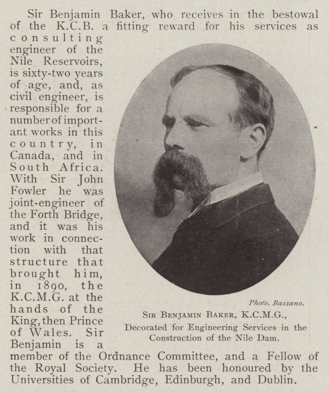 Sir Benjamin Baker, KCMG, ausgezeichnet für Ingenieurleistungen beim Bau des Nil-Damms von English Photographer