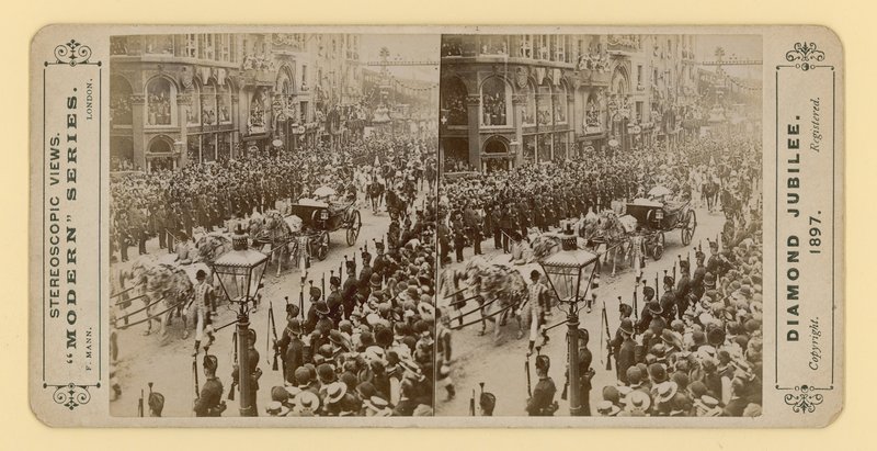 Stereoskopischer Druck des Diamantjubiläums von Königin Victoria, 28. Juni 1897 von English Photographer