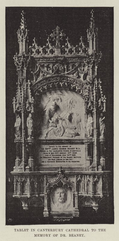 Gedenktafel in der Kathedrale von Canterbury zum Gedenken an Dr. Beaney von English Photographer