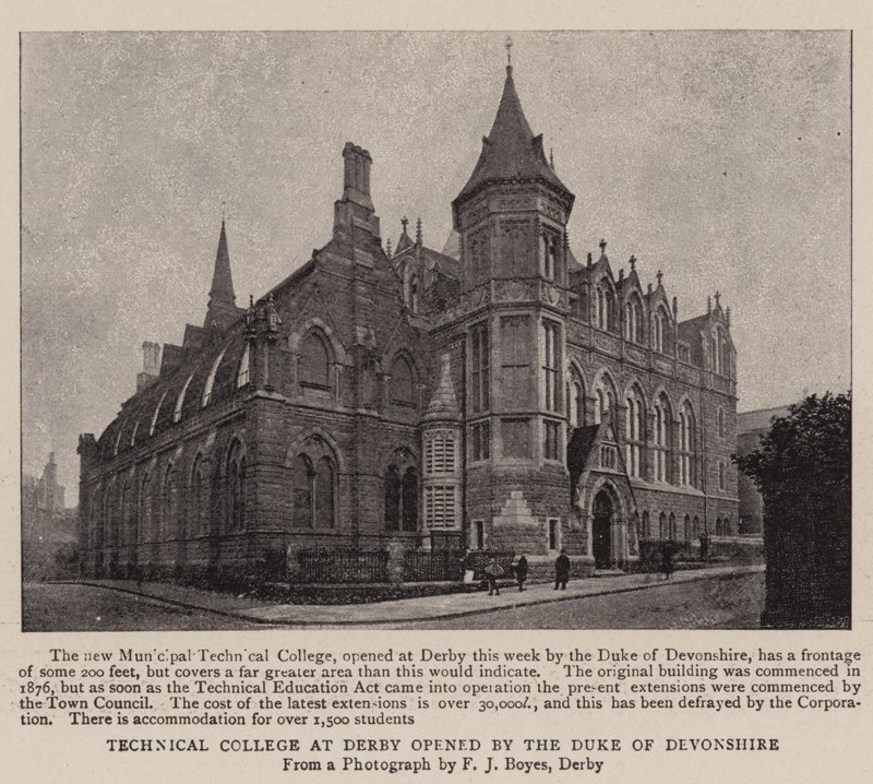 Technische Hochschule in Derby, eröffnet vom Herzog von Devonshire von English Photographer