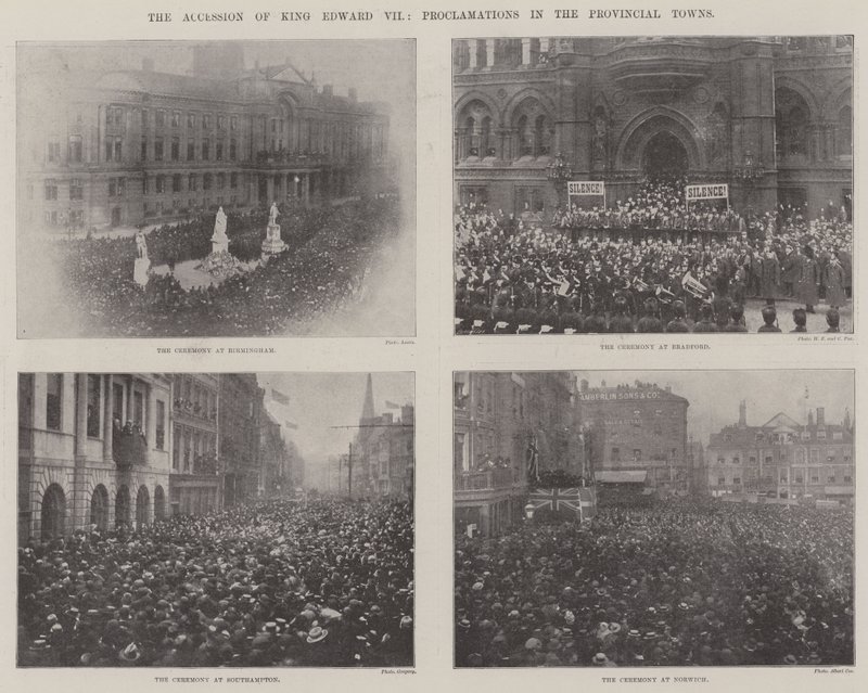 Die Thronbesteigung von König Edward VII., Proklamationen in den Provinzstädten von English Photographer