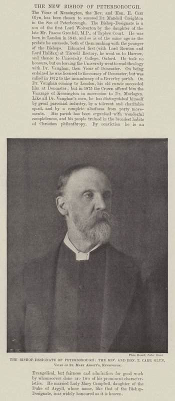 Der designierte Bischof von Peterborough, der ehrwürdige und ehrenwerte E. Carr Glyn, Vikar von St. Mary Abbotts, Kensington von English Photographer