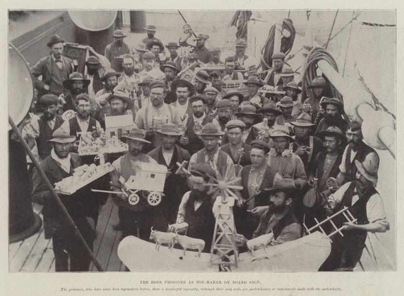 Der Buren-Gefangene als Spielzeugmacher an Bord des Schiffes von English Photographer