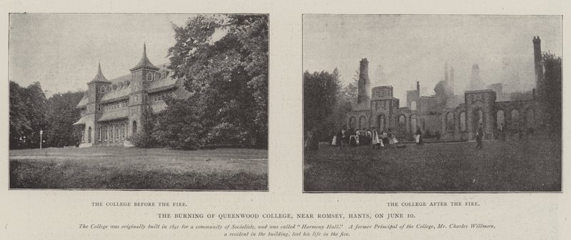 Der Brand des Queenwood College, nahe Romsey, Hants, am 10. Juni von English Photographer