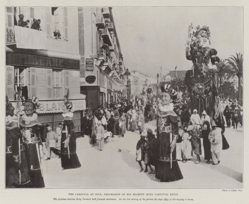 Der Karneval in Nizza, Prozession seiner Majestät König Karneval XXVII von English Photographer