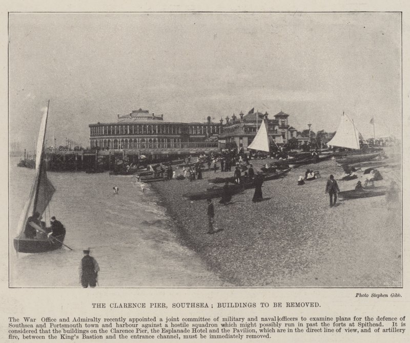 Der Clarence Pier, Southsea, Gebäude, die am 2. Mai 1896 entfernt werden sollen von English Photographer