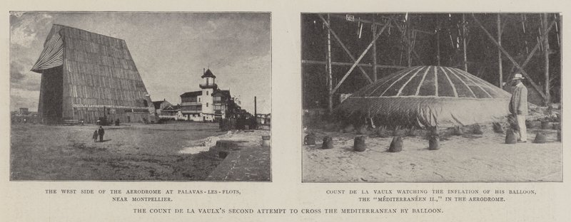Der zweite Versuch des Grafen De La Vaulx, das Mittelmeer mit einem Ballon zu überqueren von English Photographer