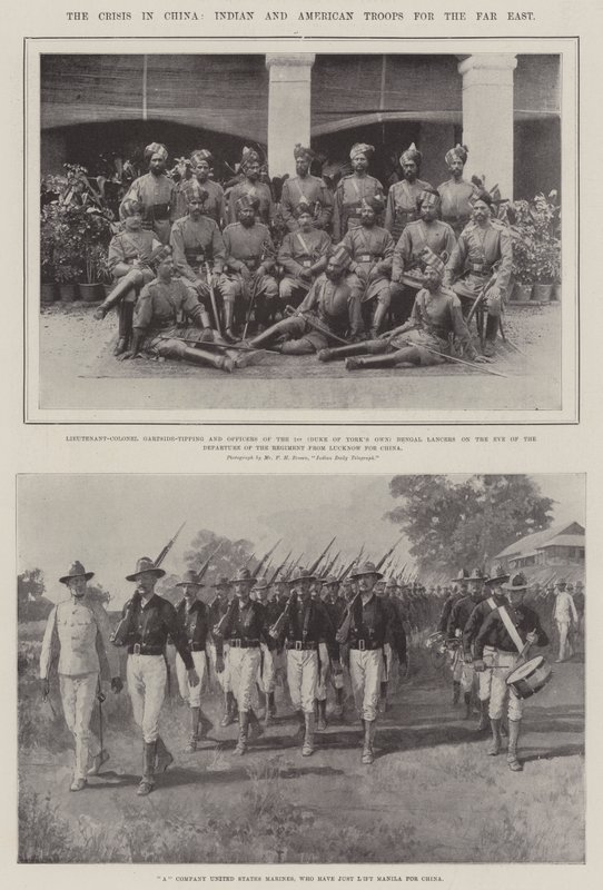 Die Krise in China, indische und amerikanische Truppen für den Fernen Osten von English Photographer
