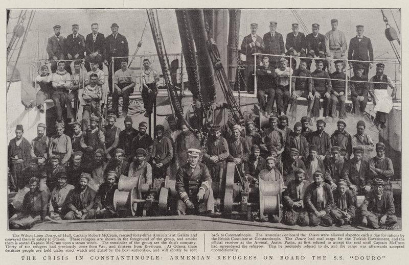Die Krise in Konstantinopel, armenische Flüchtlinge an Bord der SS Douro von English Photographer