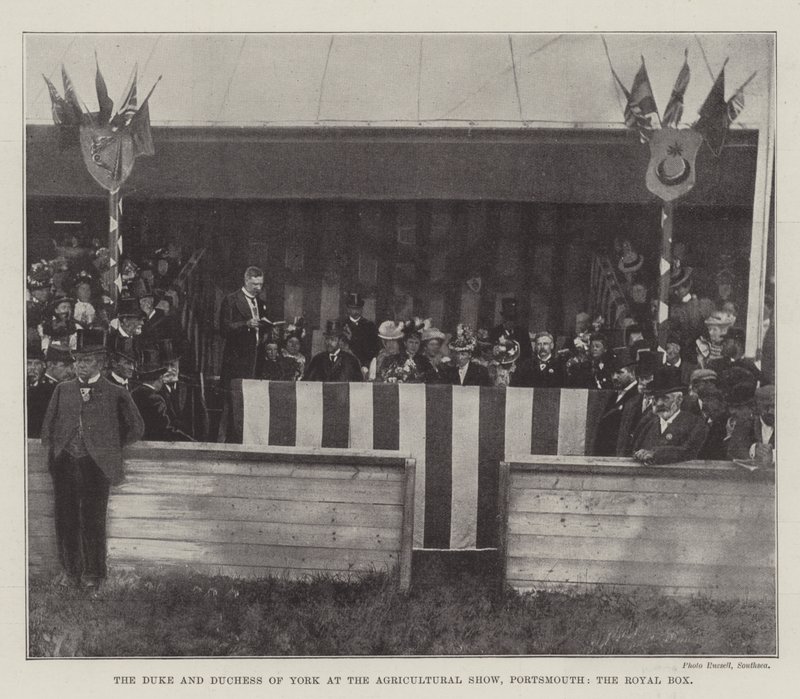 Der Herzog und die Herzogin von York auf der Landwirtschaftsausstellung in Portsmouth, die königliche Loge von English Photographer