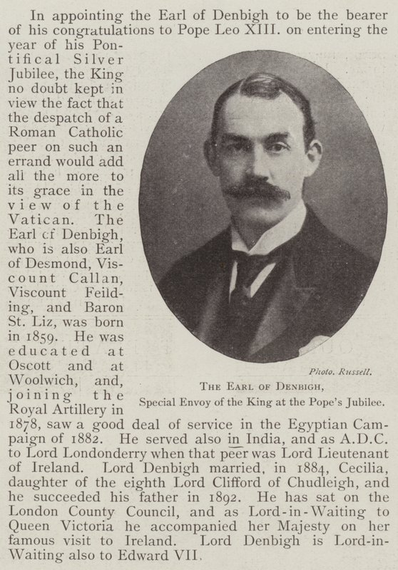 Der Earl of Denbigh, Sondergesandter des Königs beim Jubiläum des Papstes von English Photographer