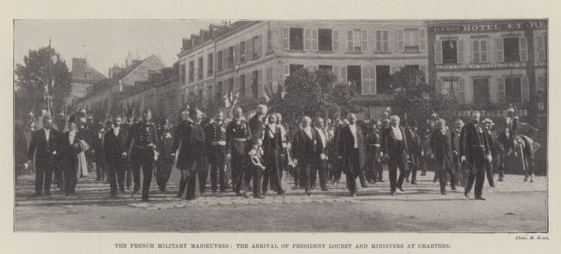 Die französischen Militärmanöver, die Ankunft von Präsident Loubet und Ministern in Chartres von English Photographer