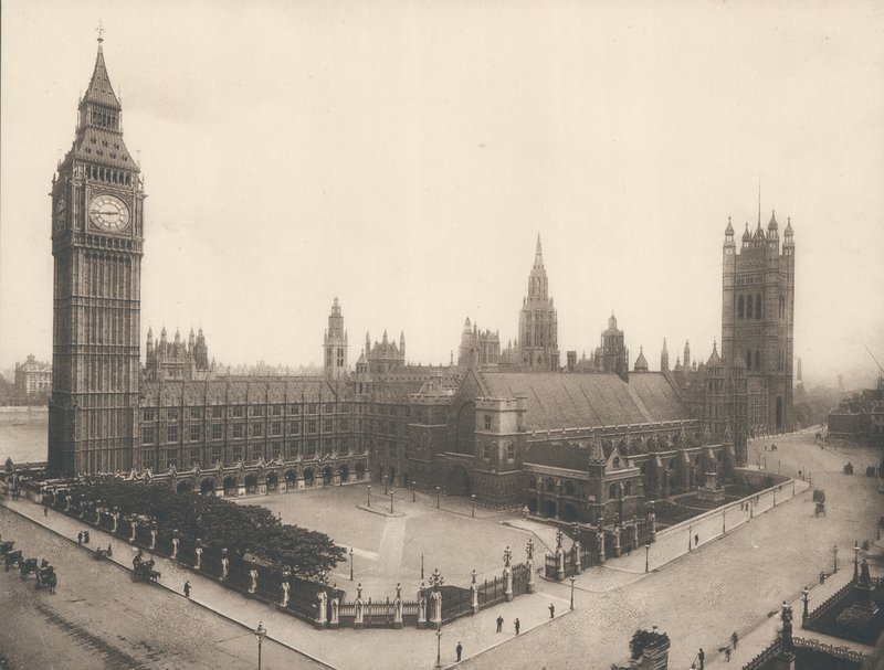 Das Parlament und Big Ben, London, um 1900 von English Photographer