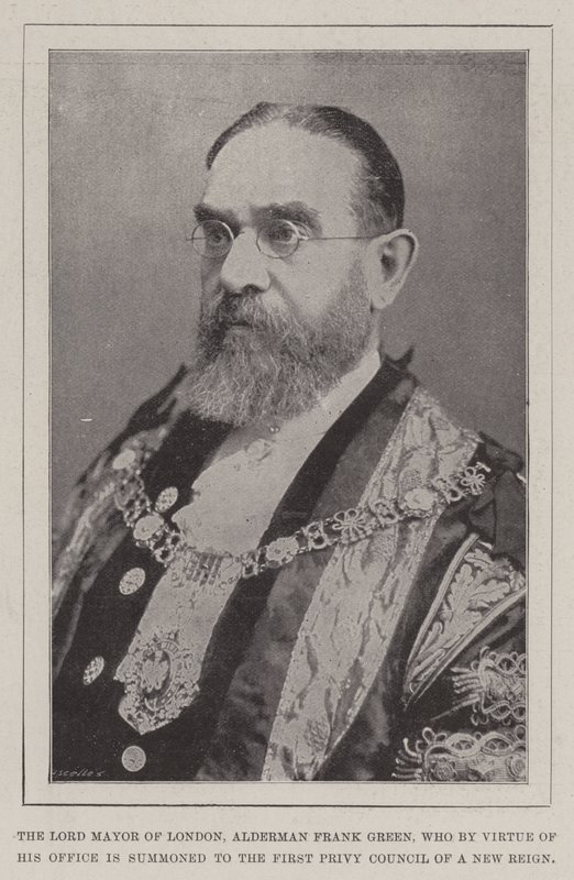 Der Lord Mayor von London, Alderman Frank Green, der kraft seines Amtes zum ersten Geheimrat einer neuen Regentschaft berufen wird von English Photographer