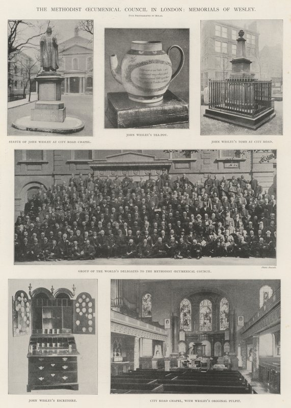 Der methodistische ökumenische Rat in London, Denkmäler von Wesley von English Photographer