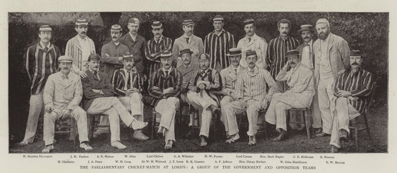 Das Parlaments-Cricketspiel in Lords, eine Gruppe von Regierungs- und Oppositionsmannschaften von English Photographer