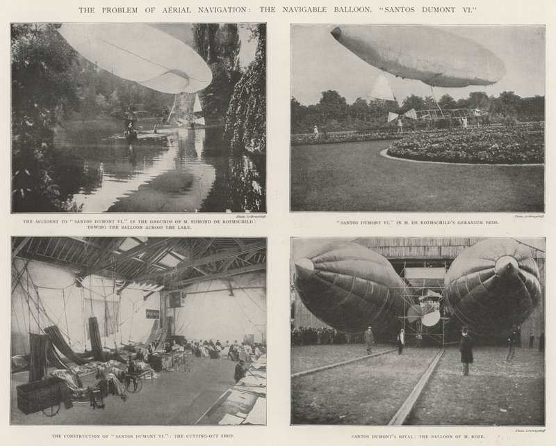 Das Problem der Luftnavigation, der lenkbare Ballon, Santos Dumont VI von English Photographer