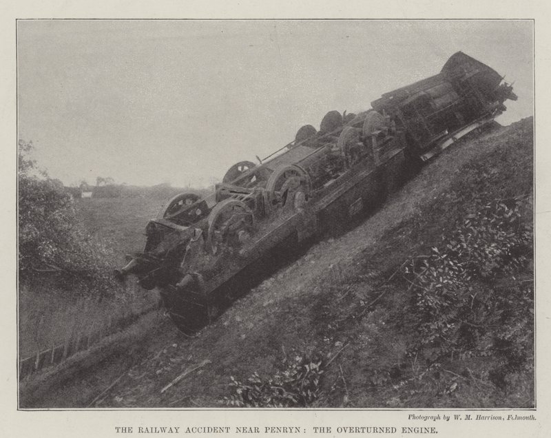 Der Eisenbahnunfall bei Penryn, die umgestürzte Lokomotive von English Photographer