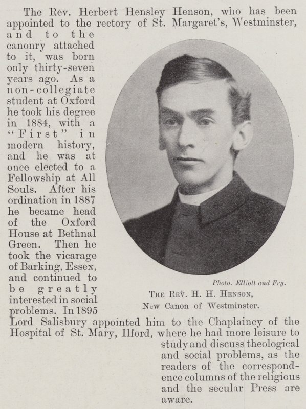 Der Reverend H H Henson, neuer Kanoniker von Westminster von English Photographer