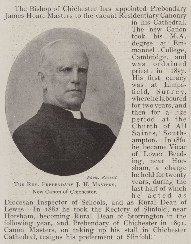 Der ehrwürdige Präbendarius J H Masters, neuer Kanoniker von Chichester von English Photographer