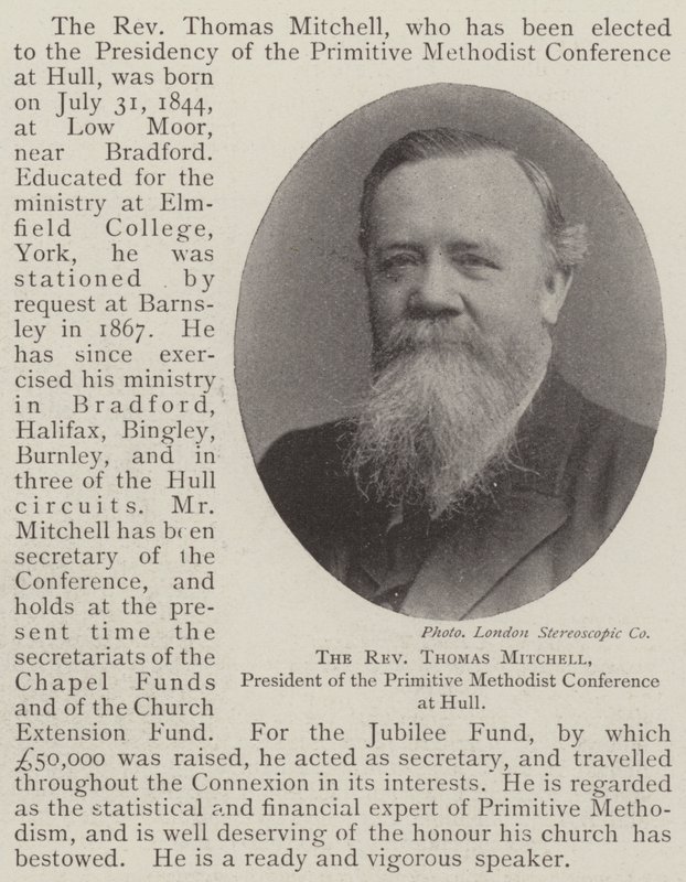 Der Reverend Thomas Mitchell, Präsident der Primitive Methodist Conference in Hull von English Photographer