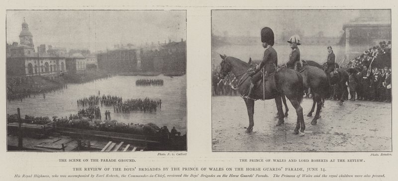 Die Überprüfung der Boys Brigades durch den Prinzen von Wales auf der Horse Guards Parade, 14. Juni von English Photographer