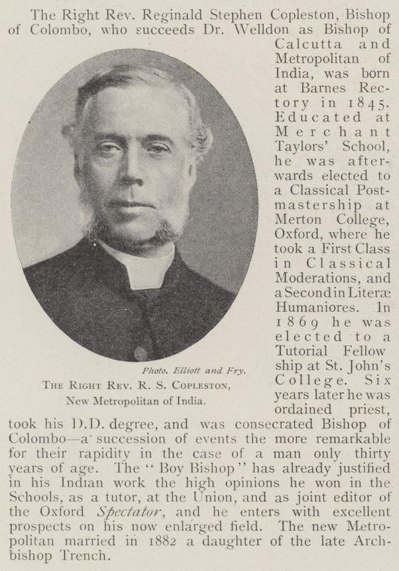 Der rechte Reverend R S Copleston, neuer Metropolit von Indien von English Photographer