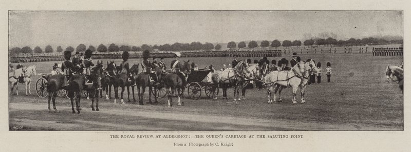 Die königliche Überprüfung in Aldershot, die Kutsche der Königin am Salutpunkt von English Photographer