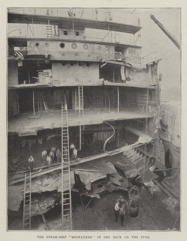 Das Dampfschiff Milwaukee im Trockendock am Tyne von English Photographer