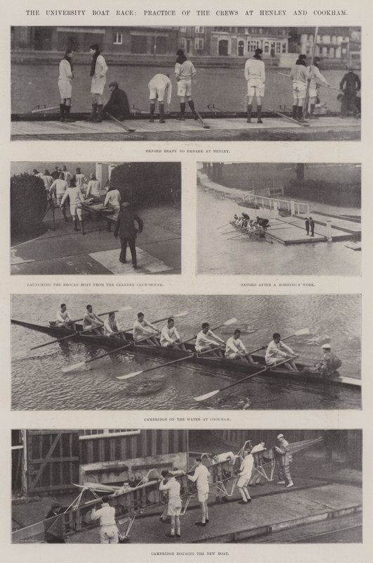 Das Universitäts-Bootsrennen, Training der Mannschaften in Henley und Cookham von English Photographer