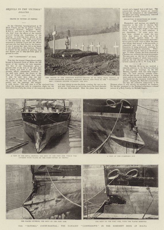 Das Victoria-Gericht, die beschädigte Camperdown im Somerset Dock in Malta von English Photographer