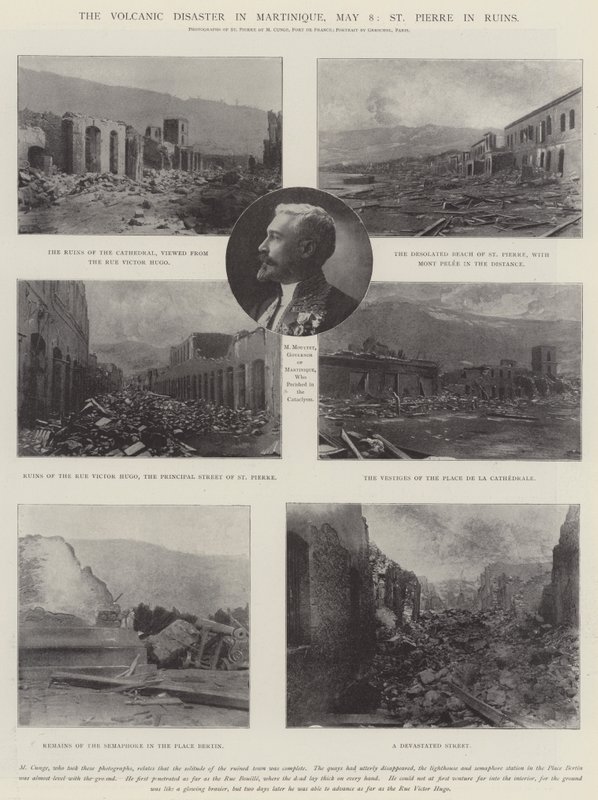 Die vulkanische Katastrophe in Martinique, 8. Mai, St. Pierre in Trümmern von English Photographer