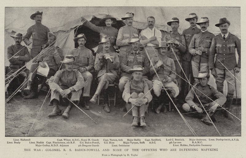Der Krieg, Oberst R.S. Baden-Powell und einige der Offiziere, die Mafeking verteidigen von English Photographer
