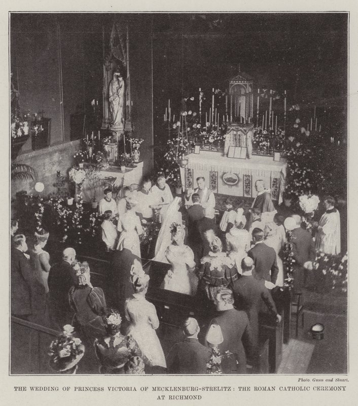 Die Hochzeit von Prinzessin Victoria von Mecklenburg-Strelitz, die römisch-katholische Zeremonie in Richmond von English Photographer