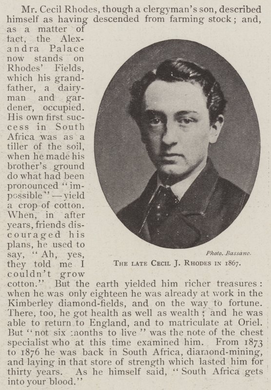 Der verstorbene Cecil J. Rhodes im Jahr 1867 von English Photographer