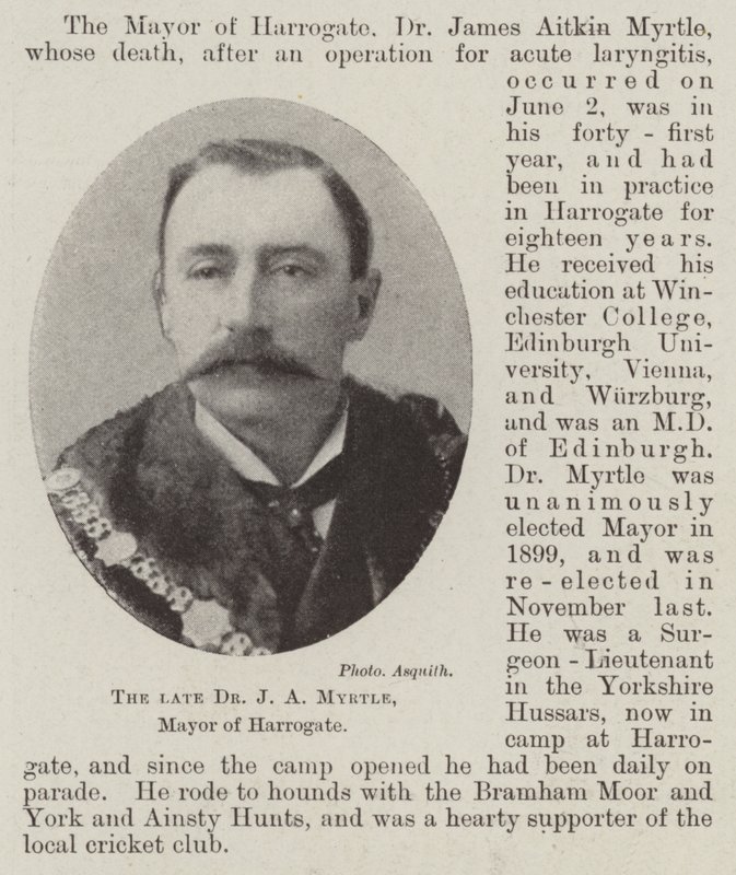 Der verstorbene Dr. J. A. Myrtle, Bürgermeister von Harrogate von English Photographer