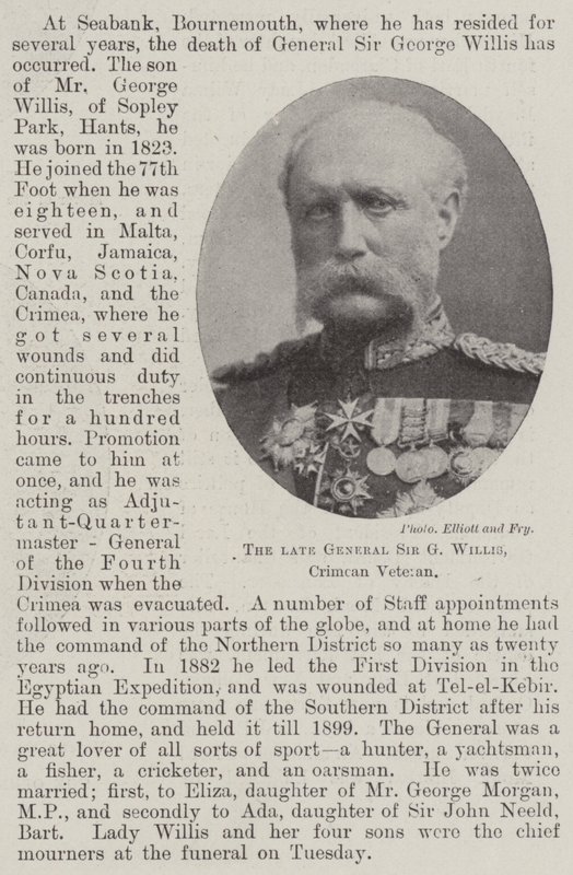 Der verstorbene General Sir G Willis, Krimkriegsveteran von English Photographer
