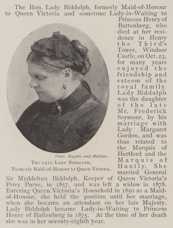 Die verstorbene Lady Biddulph, ehemals Ehrendame von Königin Victoria von English Photographer