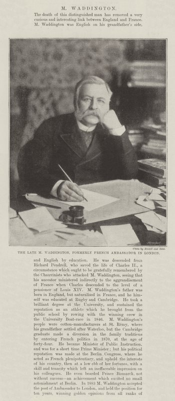 Der verstorbene M. Waddington, ehemaliger französischer Botschafter in London von English Photographer