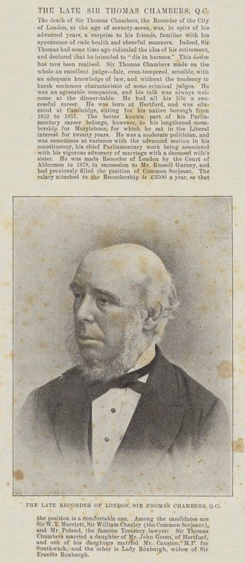 Der verstorbene Recorder von London, Sir Thomas Chambers, QC von English Photographer