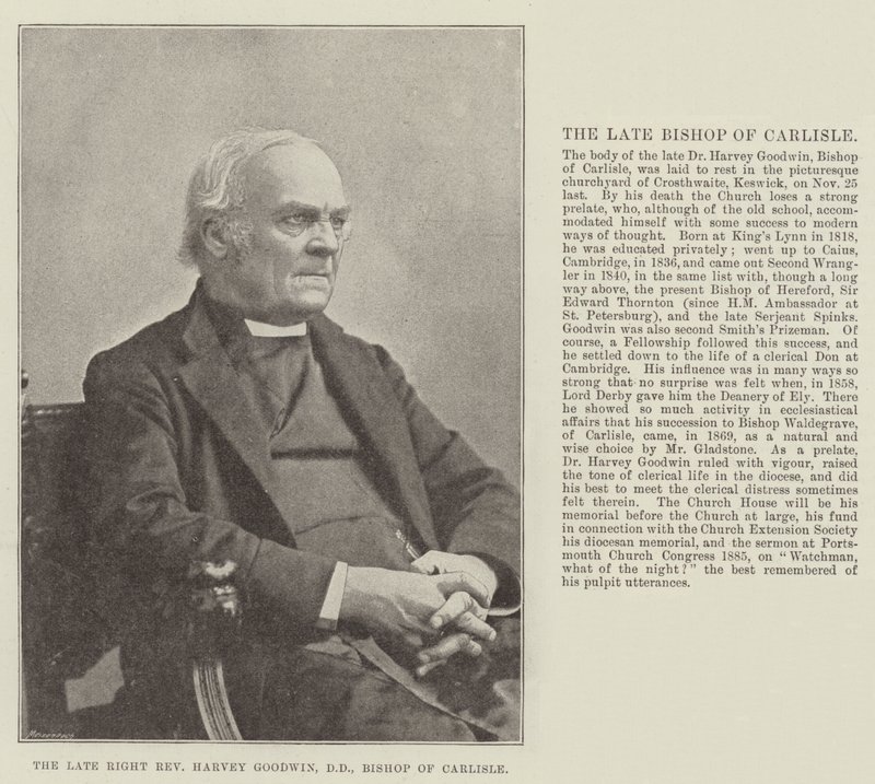 Der verstorbene Right Reverend Harvey Goodwin, DD, Bischof von Carlisle von English Photographer