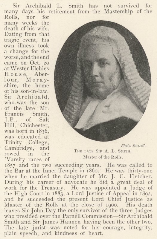 Der verstorbene Sir A. L. Smith, Master of the Rolls von English Photographer