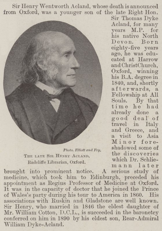 Der verstorbene Sir Henry Acland, Radcliffe-Bibliothekar, Oxford von English Photographer