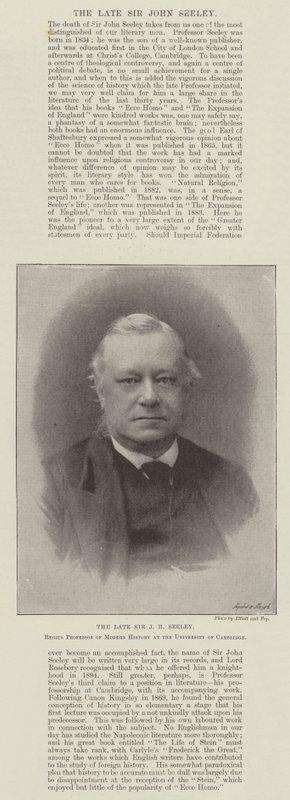 Der verstorbene Sir J R Seeley, Regius-Professor für moderne Geschichte an der Universität Cambridge von English Photographer