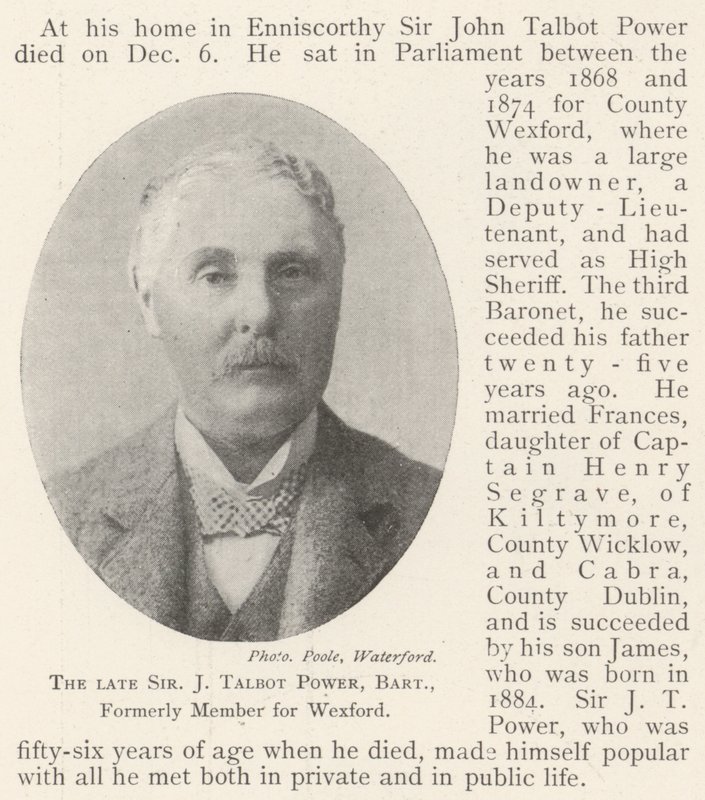 Der verstorbene Sir J. Talbot Power, Baronet, ehemaliges Mitglied für Wexford von English Photographer