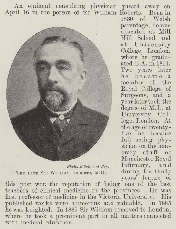 Der verstorbene Sir William Roberts, MD von English Photographer