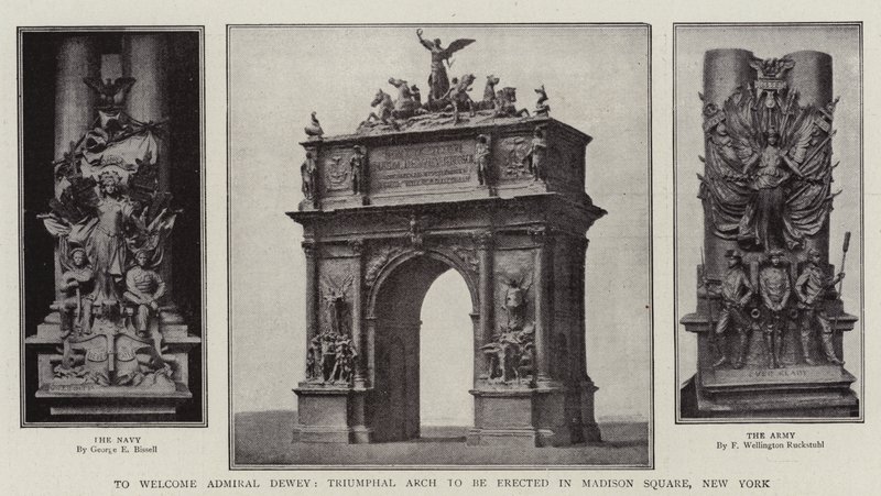 Zur Begrüßung von Admiral Dewey, Triumphbogen, der auf dem Madison Square in New York errichtet werden soll von English Photographer