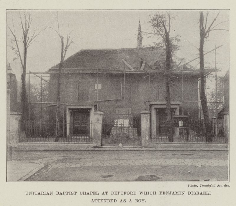 Unitarische Baptistenkapelle in Deptford, die Benjamin Disraeli als Junge besuchte von English Photographer