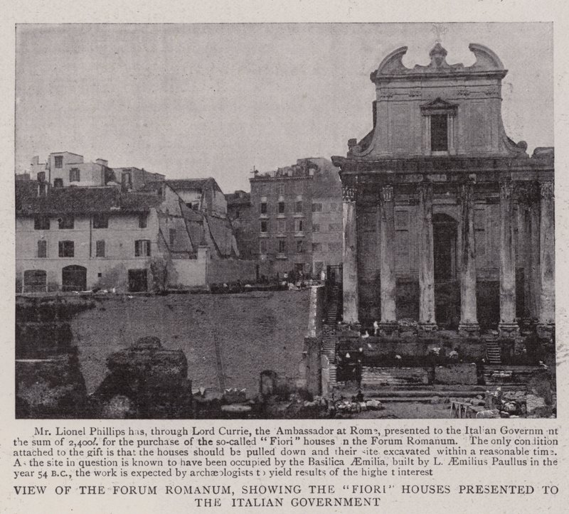 Ansicht des Forum Romanum, die den italienischen Regierung geschenkten Fiori-Häuser zeigt von English Photographer